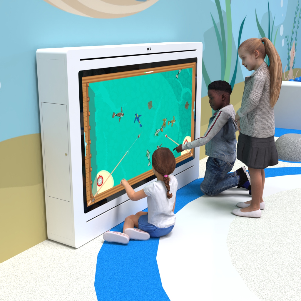 Это изображение показывает интерактивная игровые система Delta 65 inch